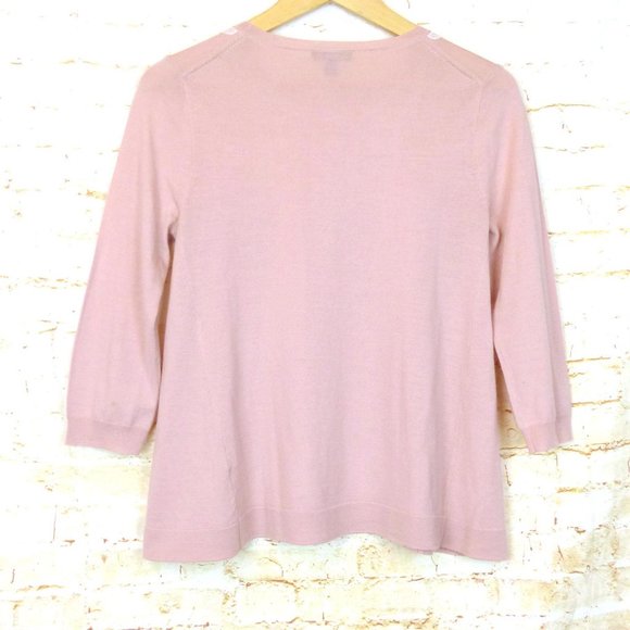 J. Crew Embroidered 100% Merino Wool Sweatshirt Womens S Pink Style A2201 FLAWS - Picture 10 of 14
